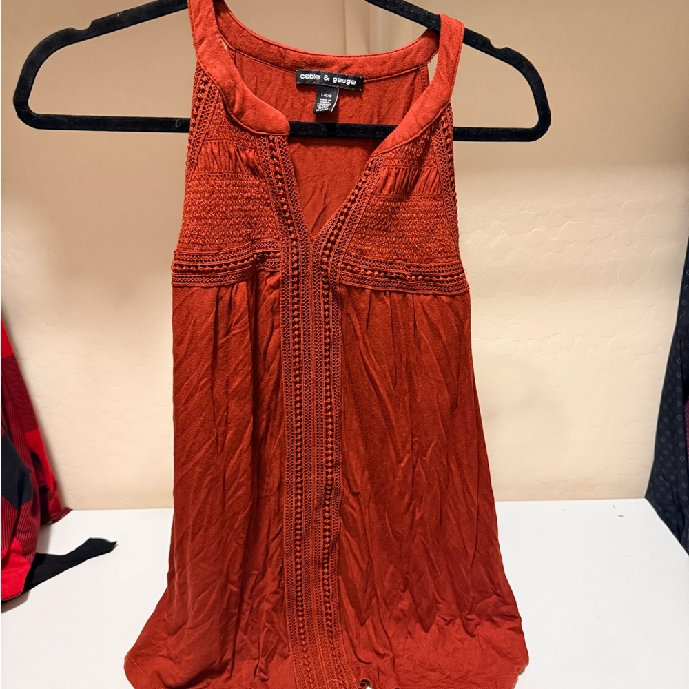 Cable & Gauge Terracotta Sleeveless Top